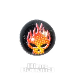 Blue Banana Surgical Steel 5mm Flaming Skull Dermal Top (Black)