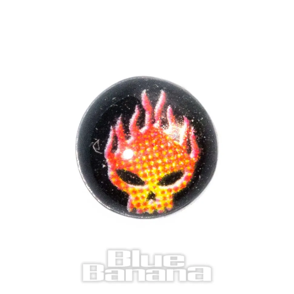 Blue Banana Surgical Steel 5mm Flaming Skull Dermal Top (Black)
