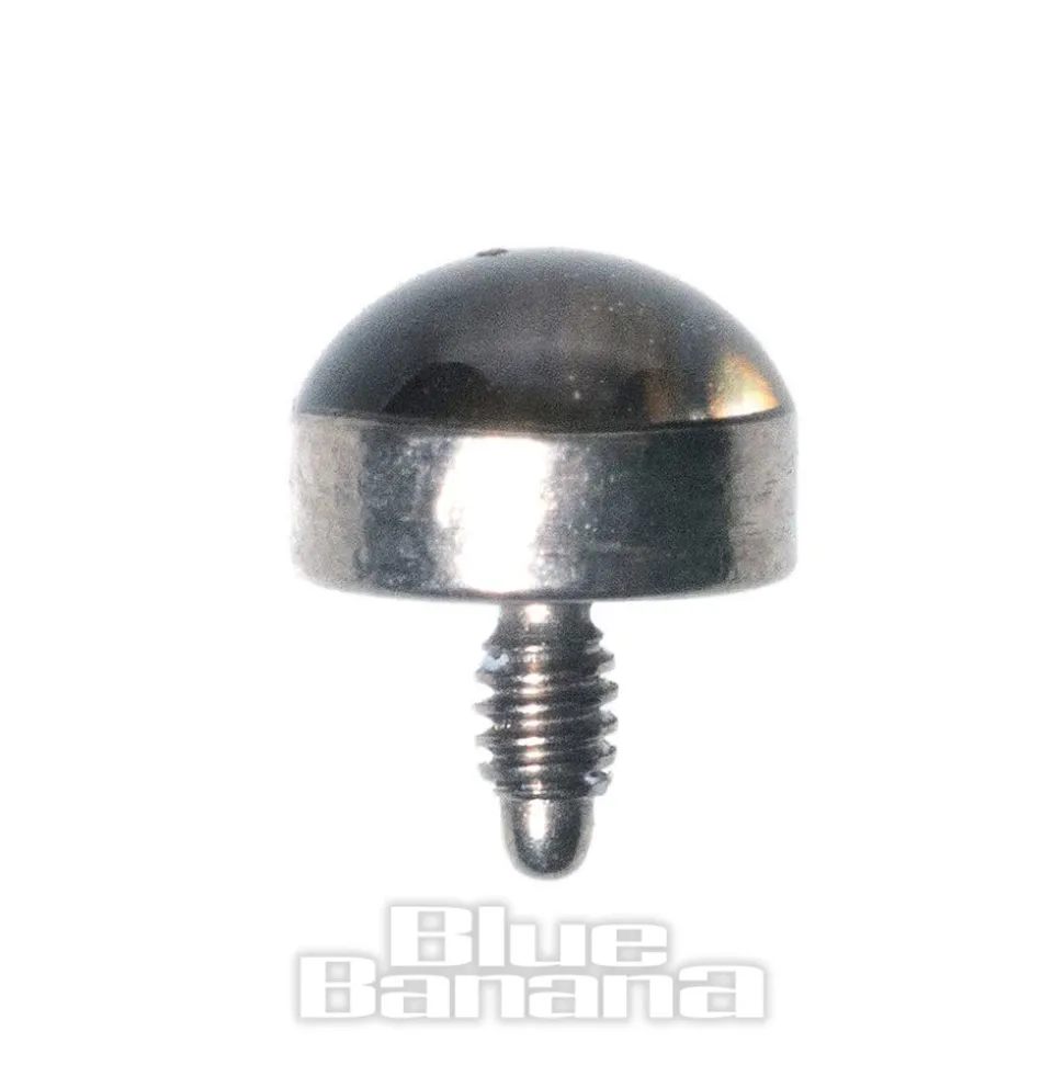Blue Banana Surgical Steel 5mm Flaming Skull Dermal Top (Black)