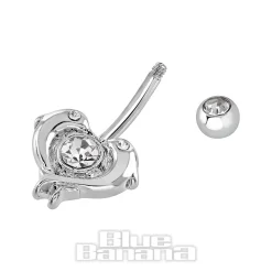 Blue Banana Surgical Steel 1.6mm Dolphin Navel Bar (Crystal)