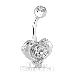 Blue Banana Surgical Steel 1.6mm Dolphin Navel Bar (Crystal)