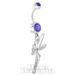 Blue Banana Surgical Steel 1.6mm Fairy Navel Bar (Blue Zircon)