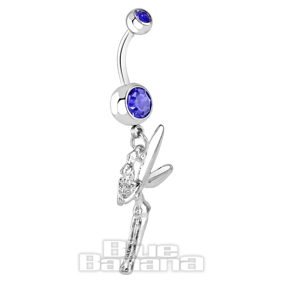 Blue Banana Surgical Steel 1.6mm Fairy Navel Bar (Blue Zircon)