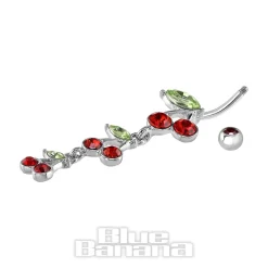 Blue Banana Surgical Steel 1.6mm Cherry Drop Navel Bar (Red)