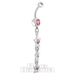 Blue Banana Surgical Steel 1.6mm Stars Drop Navel Bar (Light Rose)