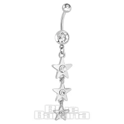 Blue Banana Surgical Steel 1.6mm Stars Drop Navel Bar (Crystal)