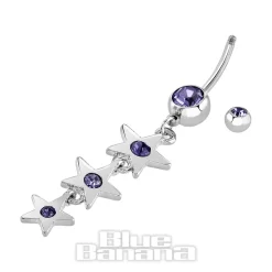 Blue Banana Surgical Steel 1.6mm Stars Drop Navel Bar (Tanzanite)