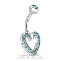 Blue Banana Surgical Steel 1.6mm Heart Navel Bar (Aqua)