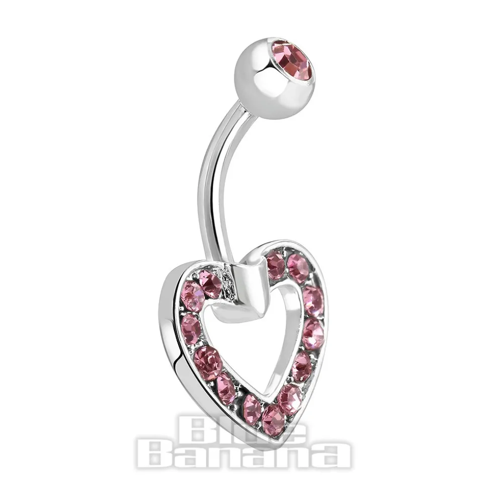 Blue Banana Surgical Steel 1.6mm Heart Navel Bar (Light Rose)
