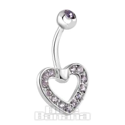 Blue Banana Surgical Steel 1.6mm Heart Navel Bar (Tanzanite)