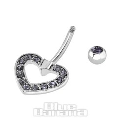 Blue Banana Surgical Steel 1.6mm Heart Navel Bar (Tanzanite)
