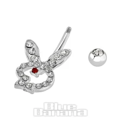 Blue Banana Surgical Steel 1.6mm Rabbit Navel Bar (Crystal)