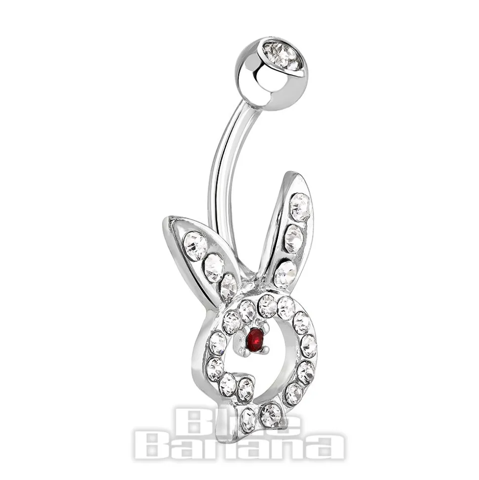 Blue Banana Surgical Steel 1.6mm Rabbit Navel Bar (Crystal)