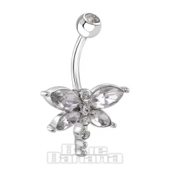 Blue Banana Surgical Steel 1.6mm Dragonfly Navel Bar (Crystal)