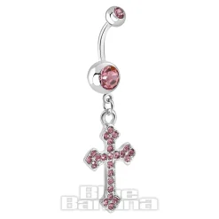 Blue Banana Surgical Steel 1.6mm Cross Navel Bar (Light Rose)