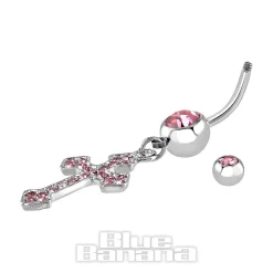Blue Banana Surgical Steel 1.6mm Cross Navel Bar (Light Rose)