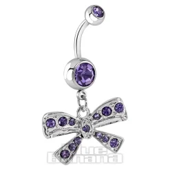 Blue Banana Surgical Steel 1.6mm Bow Navel Bar (Tanzanite)