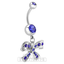 Blue Banana Surgical Steel 1.6mm Bow Navel Bar (Blue Zircon)