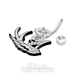 Blue Banana Surgical Steel 1.6mm Swallow Navel Bar (Crystal)
