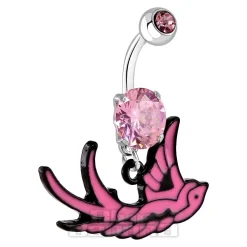 Blue Banana Surgical Steel 1.6mm Swallow Navel Bar (Light Rose)