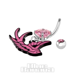 Blue Banana Surgical Steel 1.6mm Swallow Navel Bar (Light Rose)