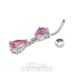 Blue Banana Surgical Steel 1.6mm Heart Drop Navel Bar (Light Rose)