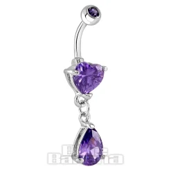Blue Banana Surgical Steel 1.6mm Heart Drop Navel Bar (Tanzanite)