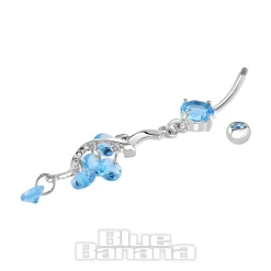 Blue Banana Surgical Steel 1.6mm Gems Navel Bar (Aqua)