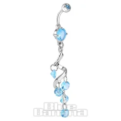 Blue Banana Surgical Steel 1.6mm Gems Navel Bar (Aqua)