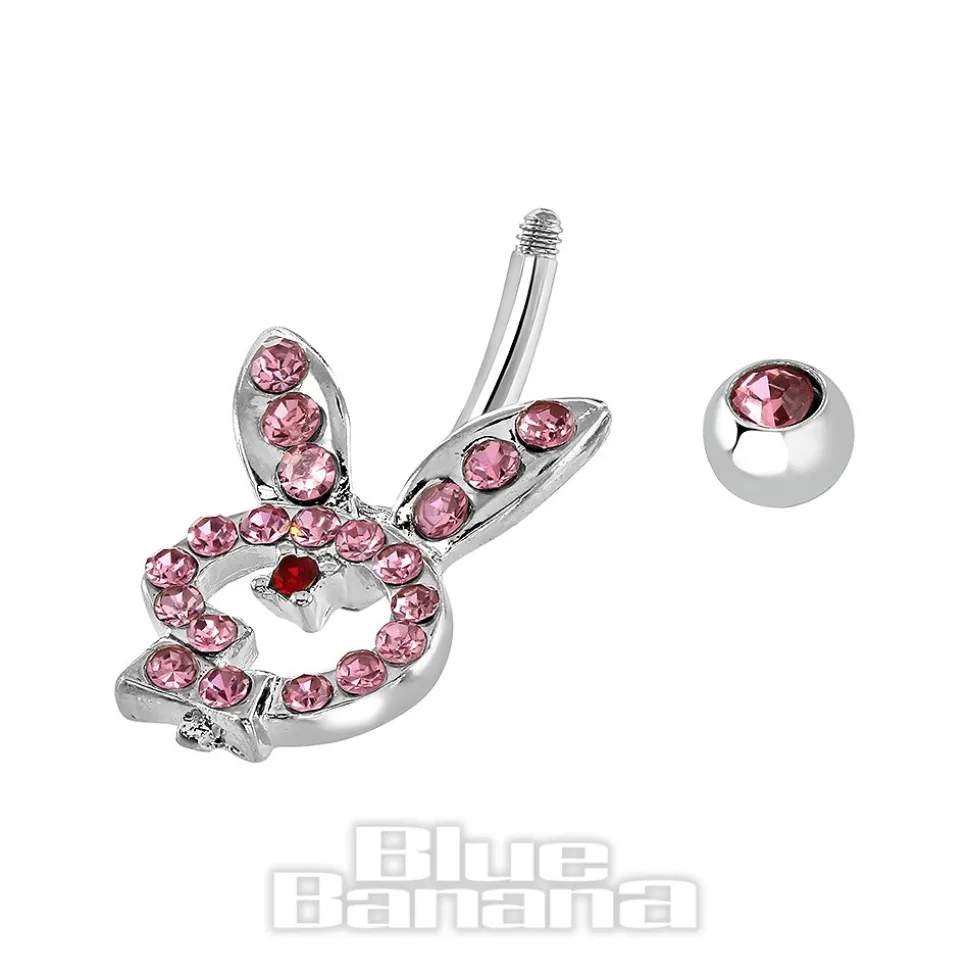 Blue Banana Surgical Steel 1.6mm Rabbit Navel Bar (Light Rose)