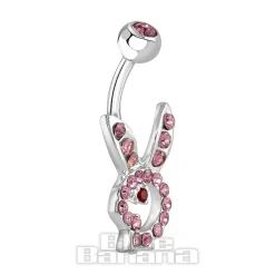 Blue Banana Surgical Steel 1.6mm Rabbit Navel Bar (Light Rose)