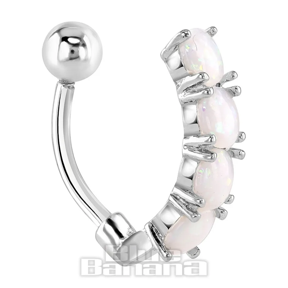 Blue Banana Surgical Steel 1.6mm Multi Opal Navel Bar (White)