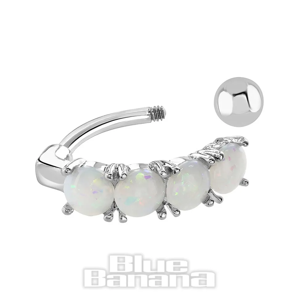 Blue Banana Surgical Steel 1.6mm Multi Opal Navel Bar (White)