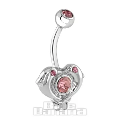 Blue Banana Surgical Steel 1.6mm Dolphin Navel Bar (Light Rose)