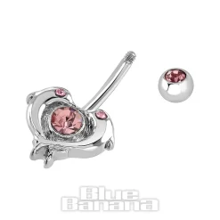 Blue Banana Surgical Steel 1.6mm Dolphin Navel Bar (Light Rose)