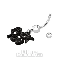 Blue Banana Surgical Steel 1.6mm F**k You Navel Bar (Crystal)