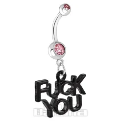 Blue Banana Surgical Steel 1.6mm F**k You Navel Bar (Light Rose)