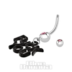 Blue Banana Surgical Steel 1.6mm F**k You Navel Bar (Light Rose)