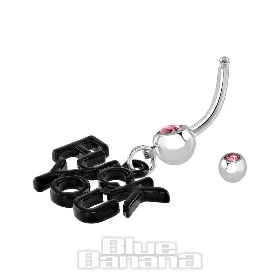 Blue Banana Surgical Steel 1.6mm F**k You Navel Bar (Light Rose)