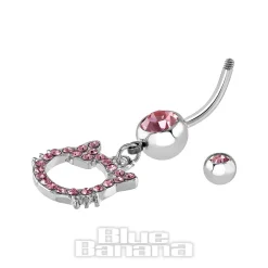 Blue Banana Surgical Steel 1.6mm Cat Navel Bar (Light Rose)