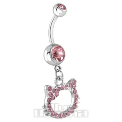 Blue Banana Surgical Steel 1.6mm Cat Navel Bar (Light Rose)