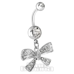 Blue Banana Surgical Steel 1.6mm Bow Navel Bar (Crystal)