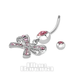 Blue Banana Surgical Steel 1.6mm Bow Navel Bar (Light Rose)