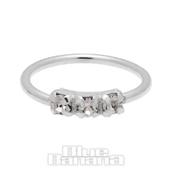 Blue Banana Surgical Steel 8mm 3 Crystals Nose Ring (Clear/Silver)