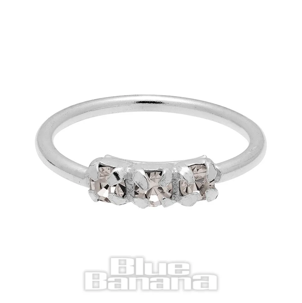 Blue Banana Surgical Steel 8mm 3 Crystals Nose Ring (Clear/Silver)