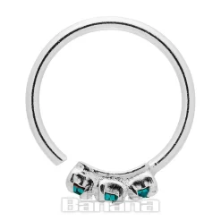 Blue Banana Surgical Steel 8mm 3 Crystals Nose Ring (Blue Zircon/Silver)