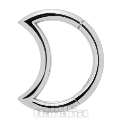 Blue Banana Surgical Steel 1.2mm Stones Half Moon Hinged Segment Ring (Silver)