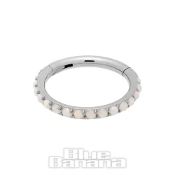 Blue Banana Surgical Steel 1.2mm Hinged Segment Ring (Half Opal)