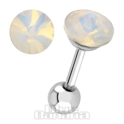 Blue Banana Surgical Steel 1.2mm Opal Crystal Tragus Bar (White)