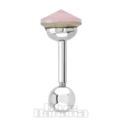 Blue Banana Surgical Steel 1.2mm Opal Crystal Tragus Bar (Pink)